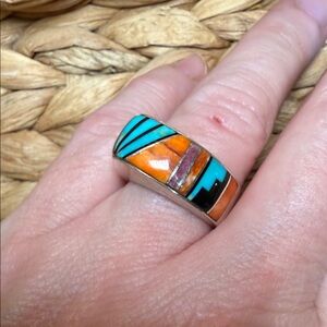 Southwest Inlay Sterling Silver Ring